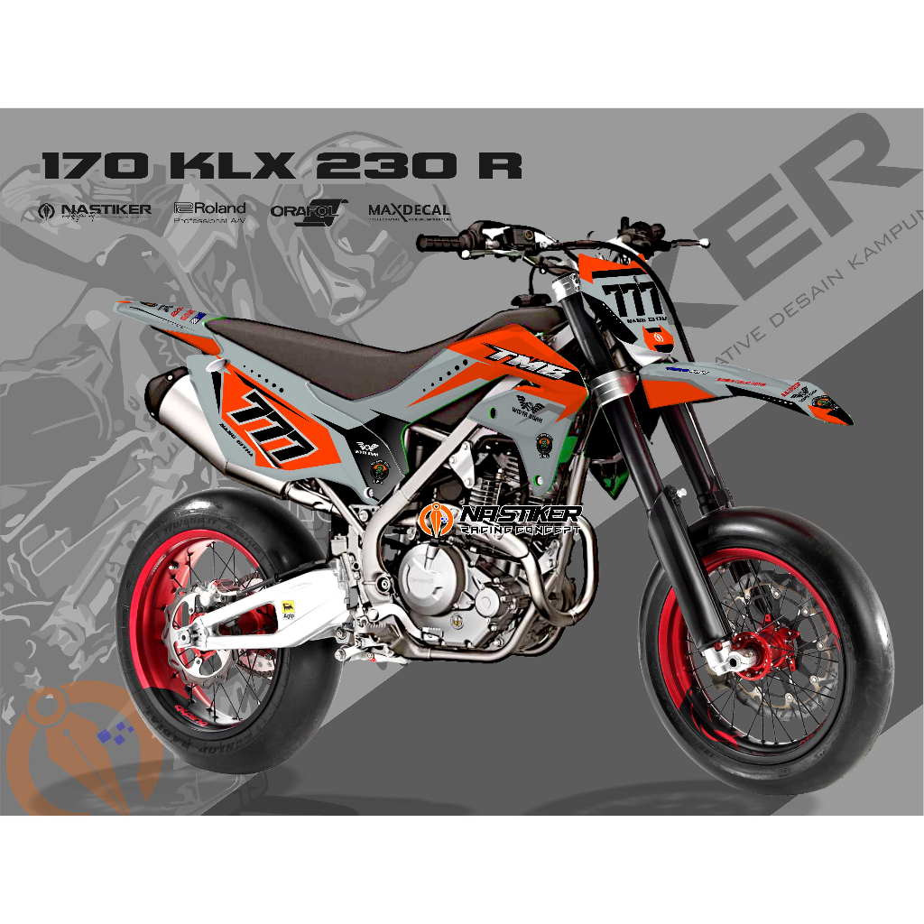 DECAL KLX ABUABU, DECAL KLX230R STIKER DECAL KLX 230R FULL BODY GLOSY BEBAS DESAIN