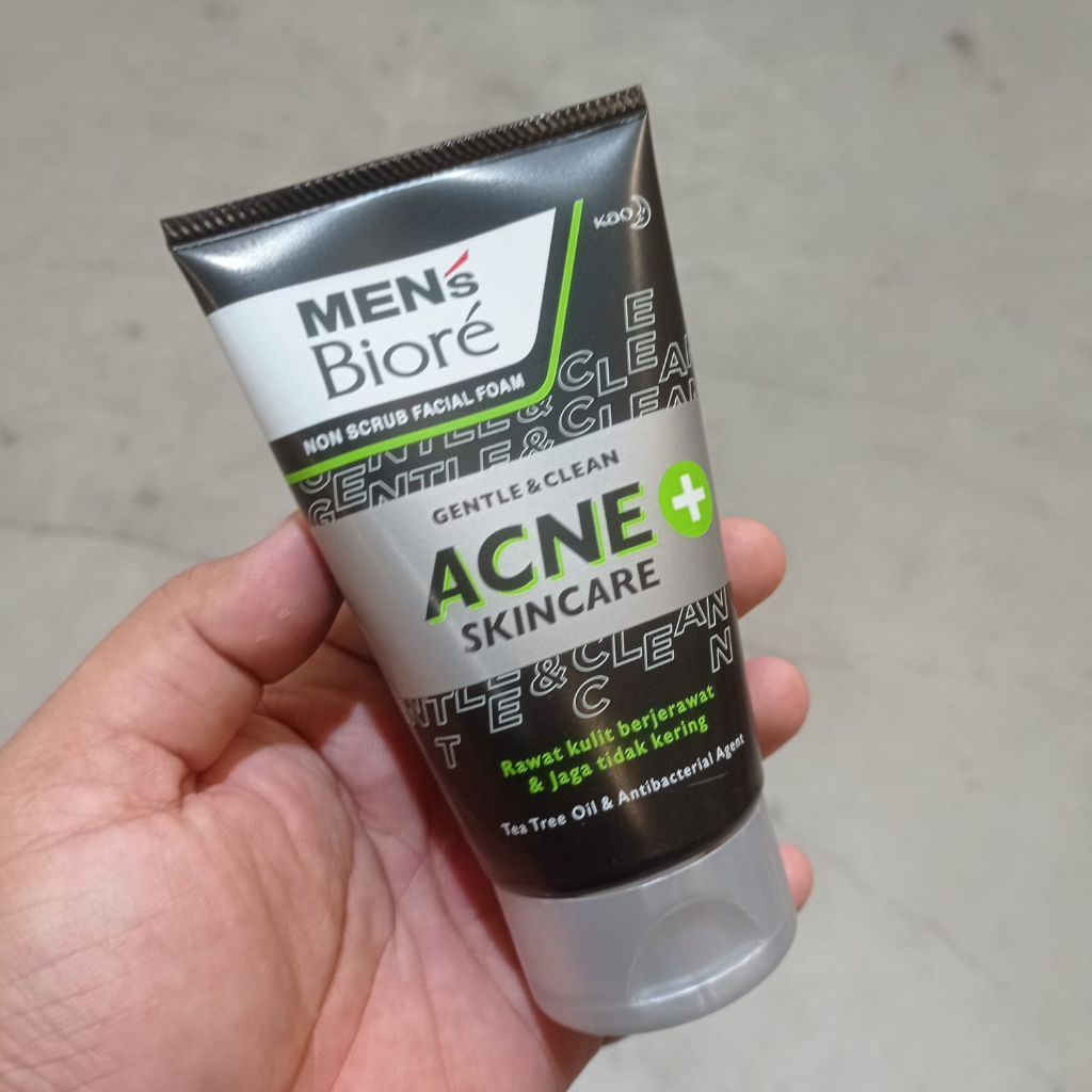 Men's Mens Biore Non Scrub Sabun Muka Pria Untuk Kulit Berjerawat Acne Skincare Tea Tree Oil 100 gr