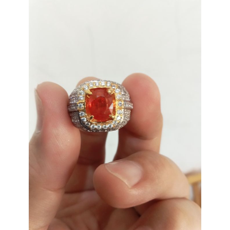 natural sapphire padparadscha ring perak microsetting