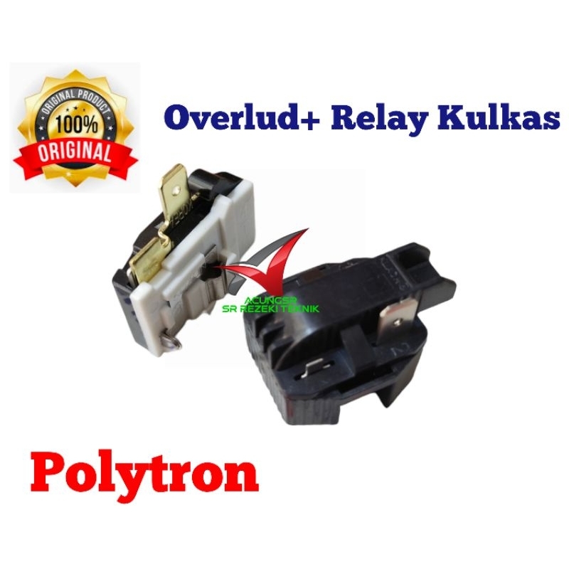 Overlud Relay PTC Kulkas 2 Pintu Polytron / Overlud 1/6-Relay 1 Pin Kanan Original / 1 Pasang