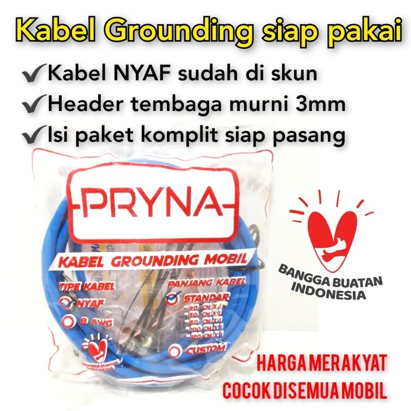 Kabel grounding mobil PRYNA NYAF 5 titik ground komplit set