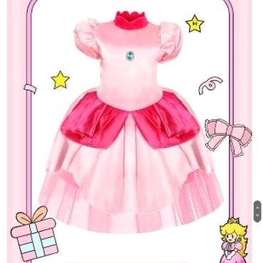 kostum putri persik mario bros princess peach costume mario bros kostum dress princess peach