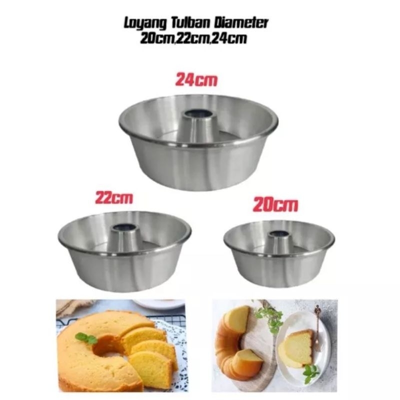 Loyang Kue Bolu Tulban Press Ukuran 20,22,24cm Bahan Alumunium Press Tanpa Sambungan/Loyang Oven/Loy