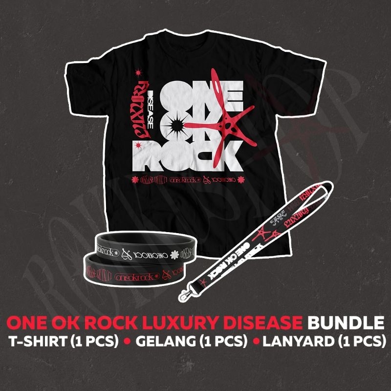 Bundle Lanyard gelang kaos tshirt one ok rock luxury disease black
