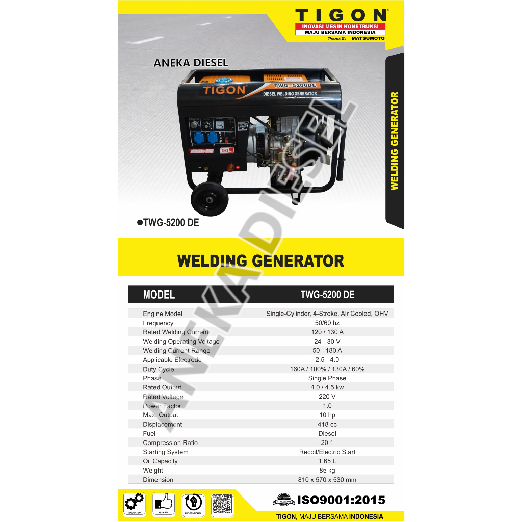 Generator Welder TIGON TWG 5200DE Generator Welder Genset Las TWG 5200DE TIGON