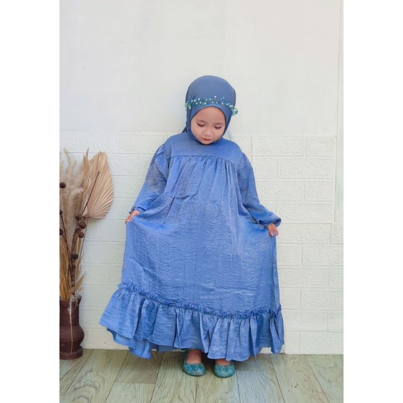 Gamis Muslim Anak Perempuan Terbaru Bahan SANTORINI Premium Dress Abaya Muslimah Remaja Model Babydo
