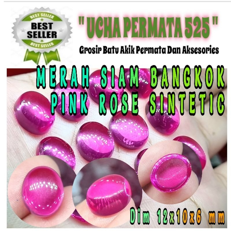 batu akik merah siam bangkok / pink rose sintetic tidak asli