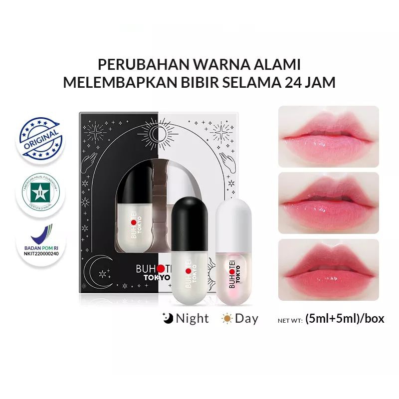 [BPOM] juwita BUHOTEI DAY & NIGHT lip serum set pinkish lip serum | lip balm