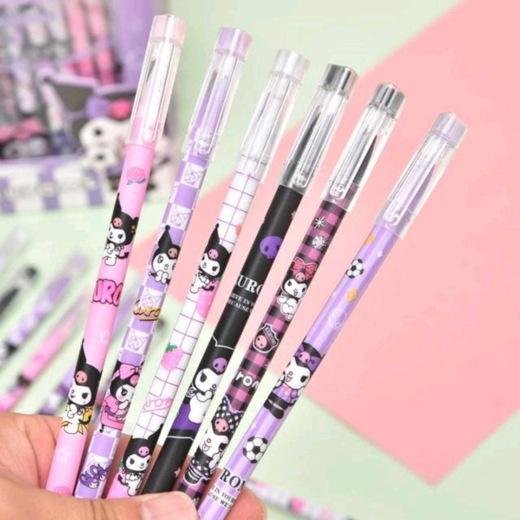 

1 Pack Pen Gel Erasable Kuromi isi 12pcs 2798E stationery tulis