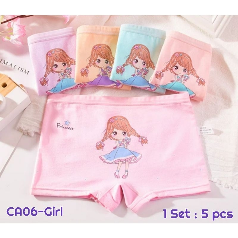 CA06 5pcs Celana Dalam Boxer Anak Perempuan Cewek(2-12thn)