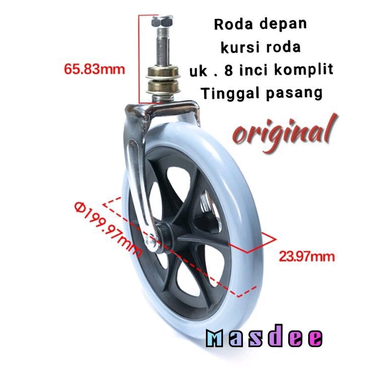 roda depan kursi roda uk 8 inci komplit,sparepart kursi roda