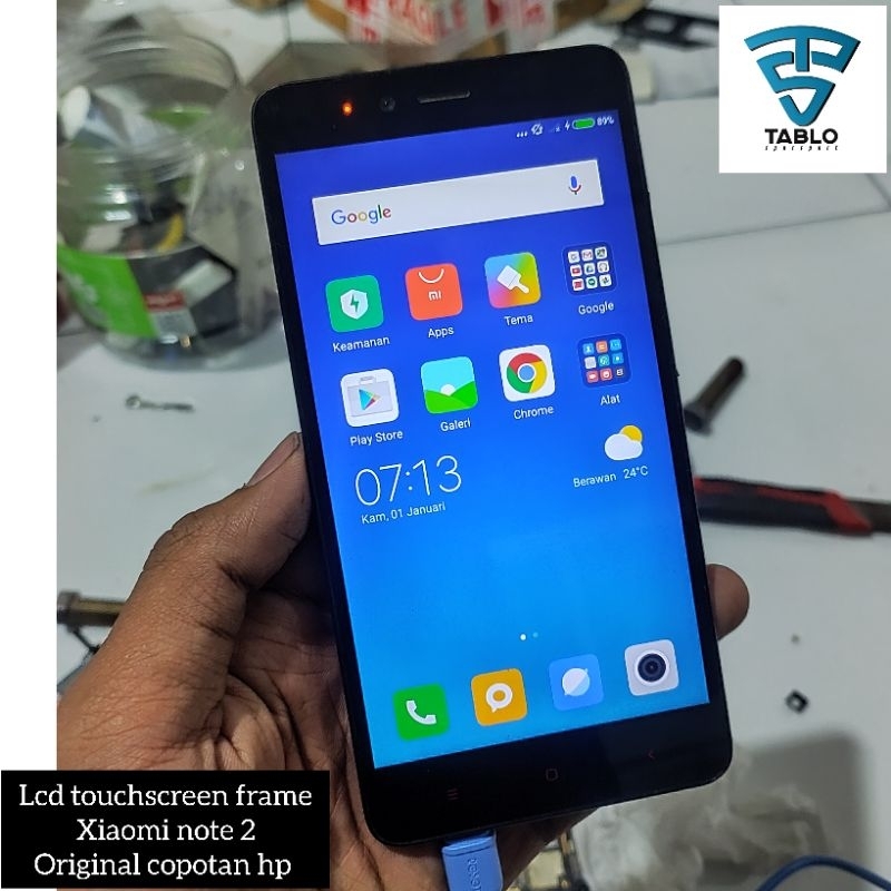 Lcd touchscreen frame Xiaomi Redmi note 2 original copotan hp