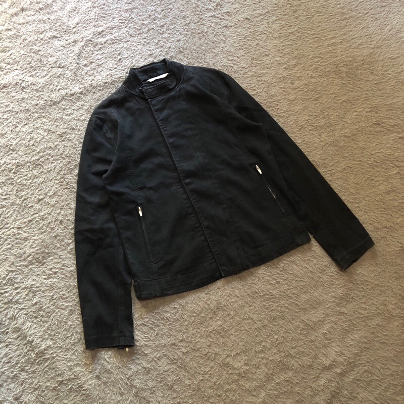 ZARA Man Denim Riding Work Jacket Black Original - Jaket Jeans ZARA Man