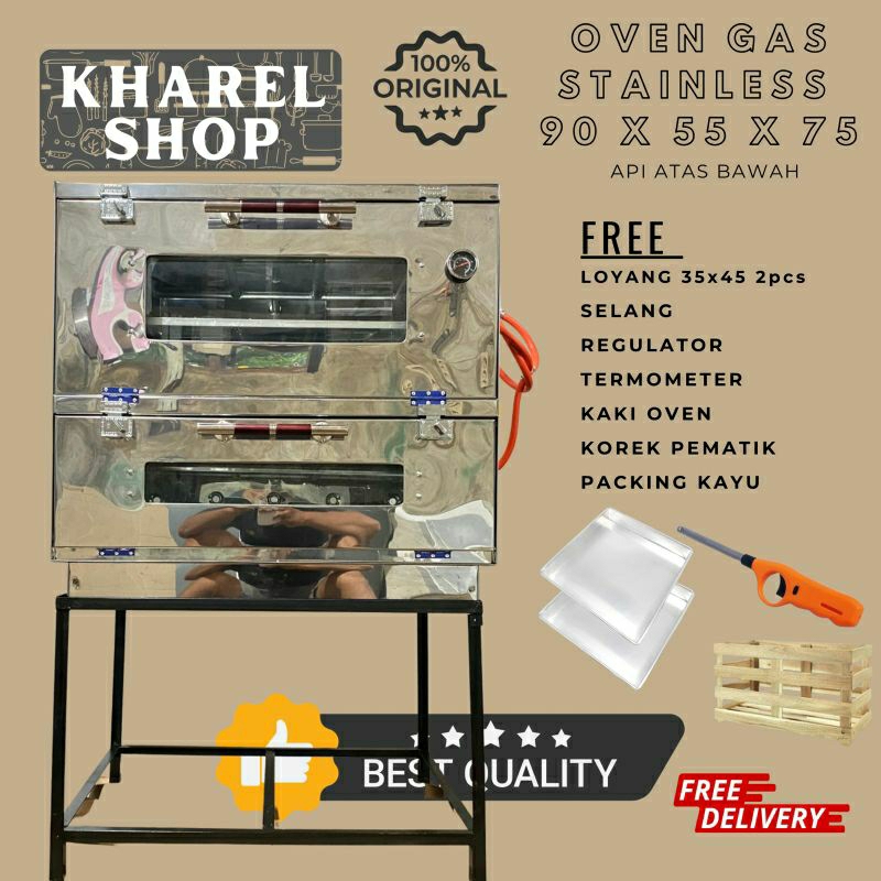 OVEN GAS STAINLESS 90 x 55 x 75 cm / TEBAL 0,4MM