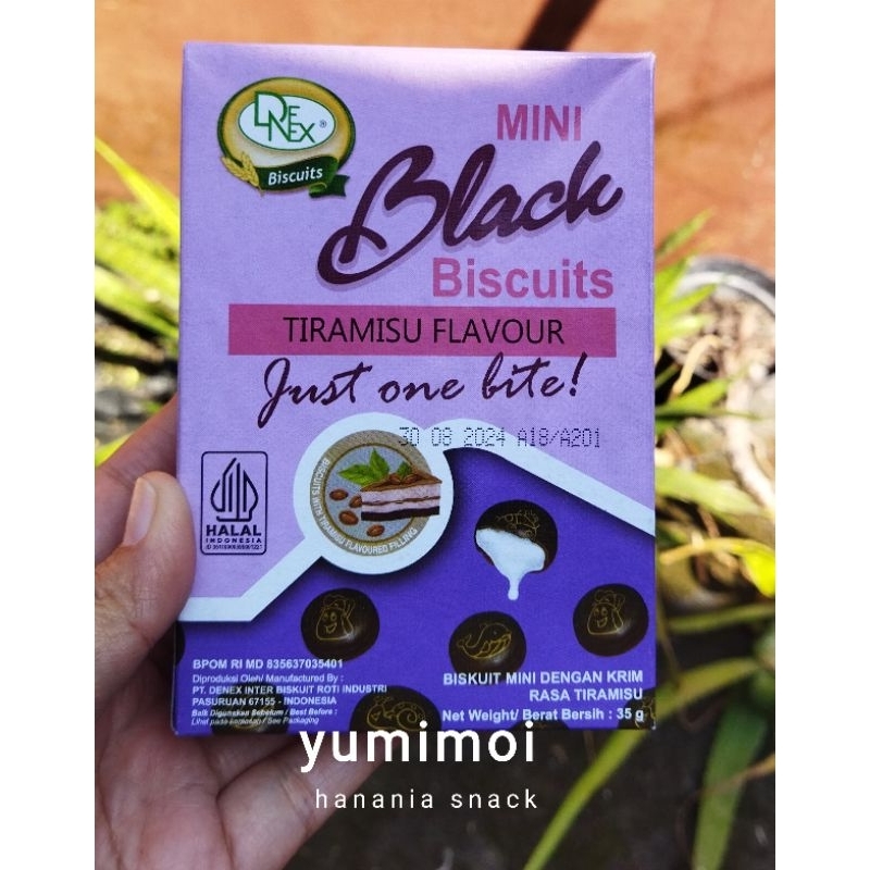 

Biscuit coklat isi krim MINI BLACK BISCUITS DENEX 35GR Dark Chocolate biscuits with Cream Filling