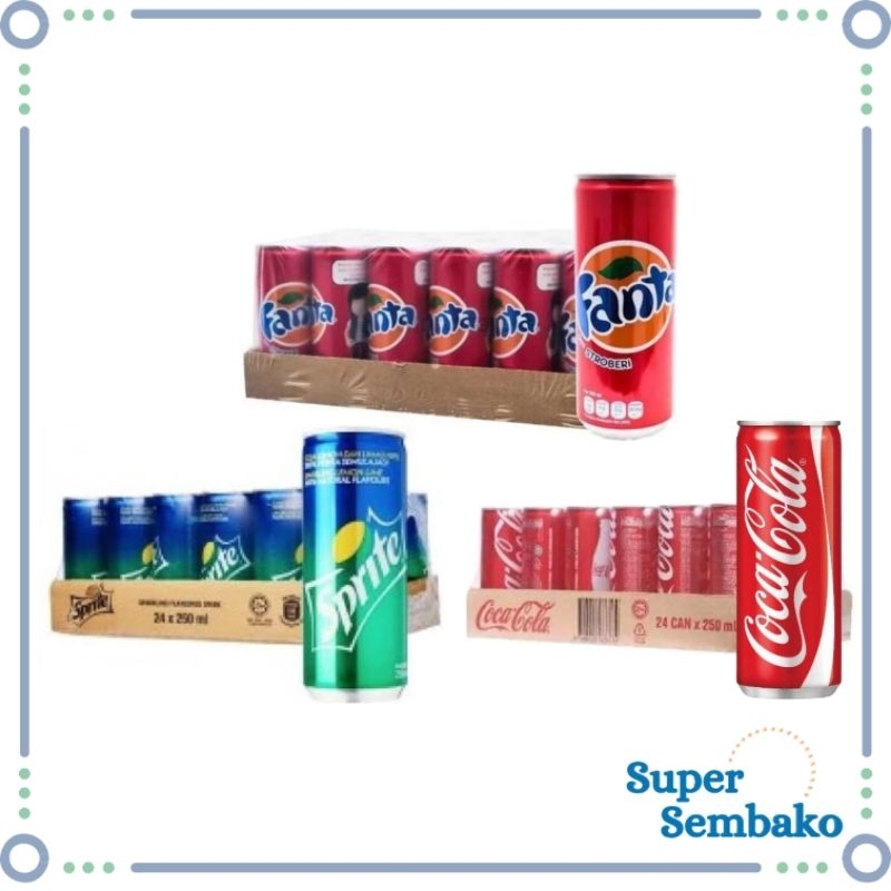 

FANTA / COCA COLA / SPRITE KALENG 250ml PER DOS ISI 24