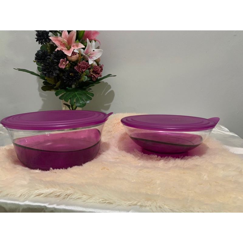 Eleganzia Bowl 1,5L , 2,3L , 4,6L Ungu Biru Tupperware New