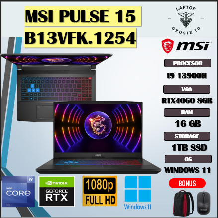 MSI PULSE 15 I9 13900H RTX4060 8GB/ 16GB 1TBSSD W11+OHS 15.6FHD 360HZ 100SRGB 4ZRGB TGP140