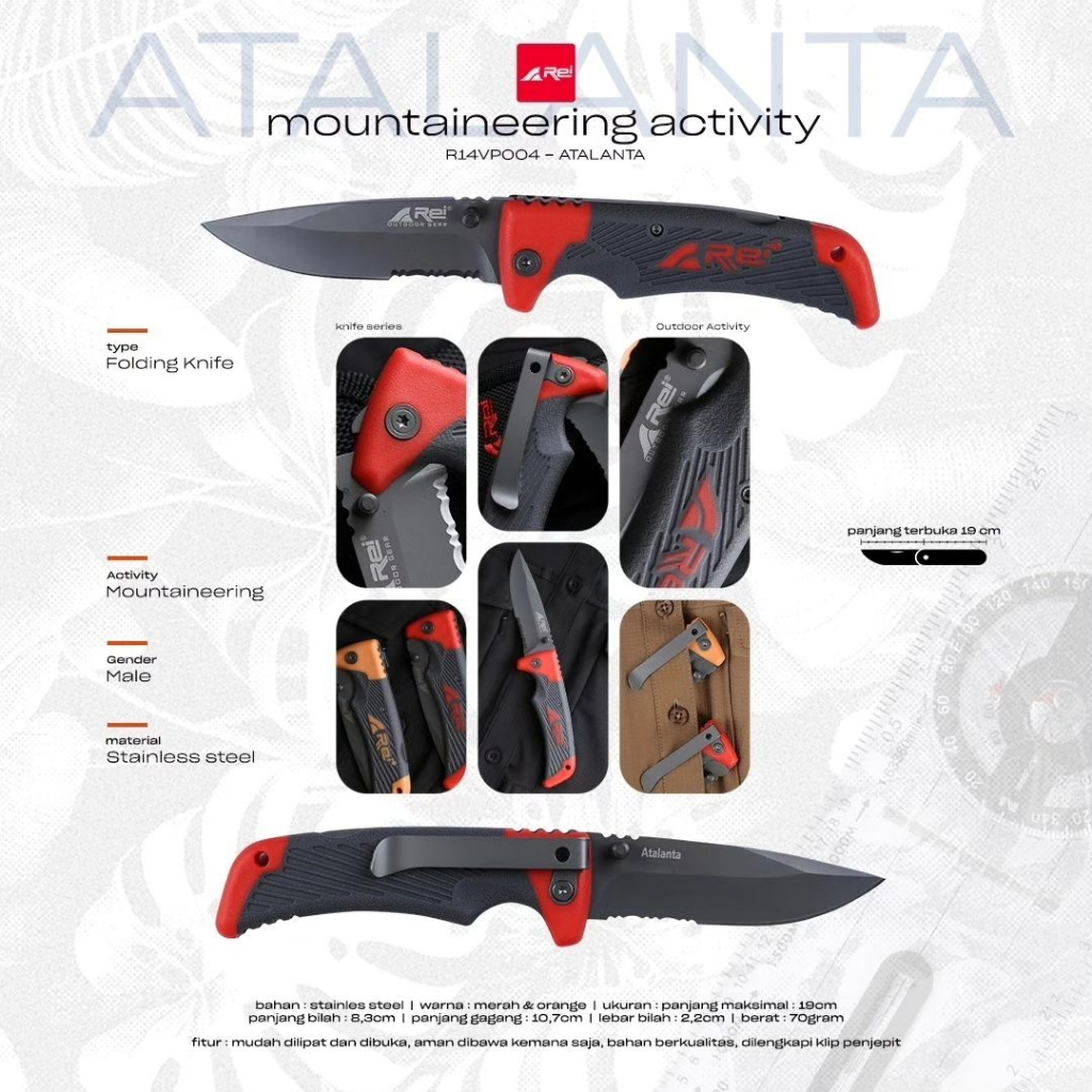 Arei Outdoorgear Pisau Atlanta Knife Pisau Lipat Rei