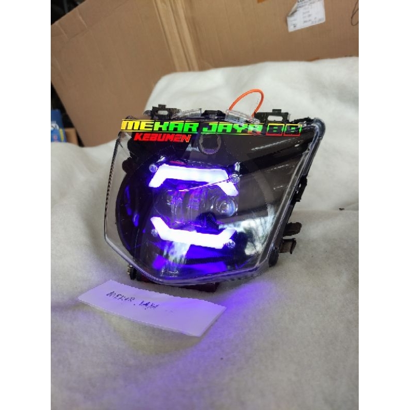 MIKA REFLEKTOR LAMPU DAYMAKER BEAT KARBU LAMPU DEPAN BEAT KARBU FULL HITAM SENJA BIRU