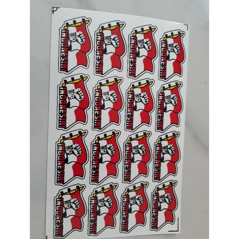 1lembar stiker bendera indonesia isi 16