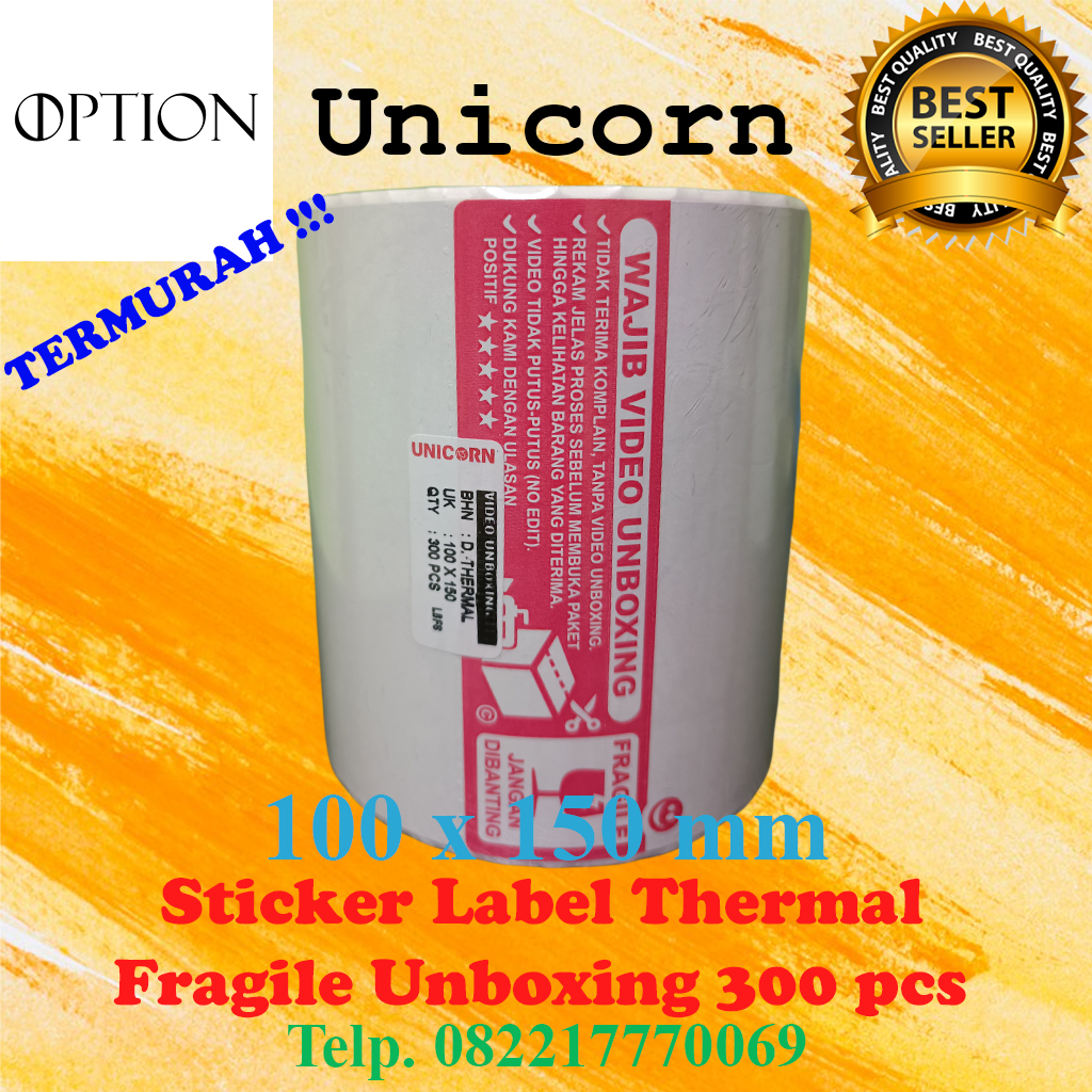 

Label Thermal Resi Alamat AWB A6 100x150 Stiker Fragile Unboxing @300 - Best 300pcs