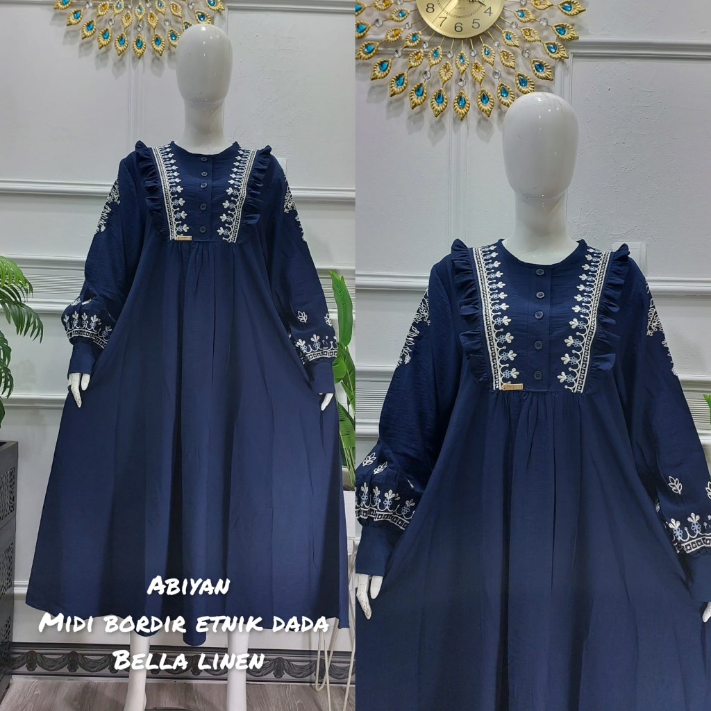 midi dress abiyan bordir etnik / midi dress kringkle bordir