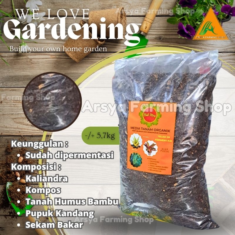Media Tanam Fermentasi Plus Kaliandra Humus Bambu Kohe Sekam Bakar 5Kg