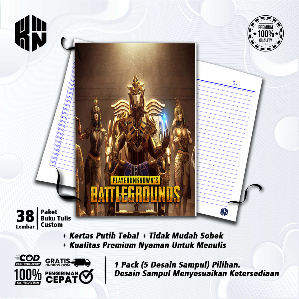 

Buku Tulis Sekolah Custom Tema PUBG Bergaris 38 Lembar 1 Pak Isi 5 Buku/ Buku Tulis Anime/ Buku Aesthetic/ Buku Catatan