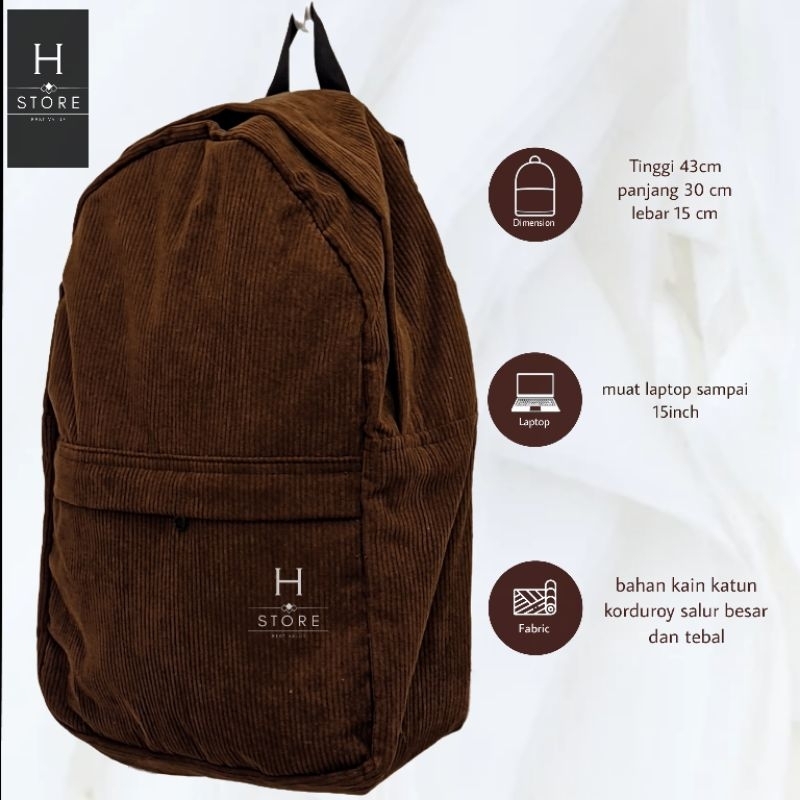 Tas ransel corduroy bagpack corduroy tas ransel sekolah