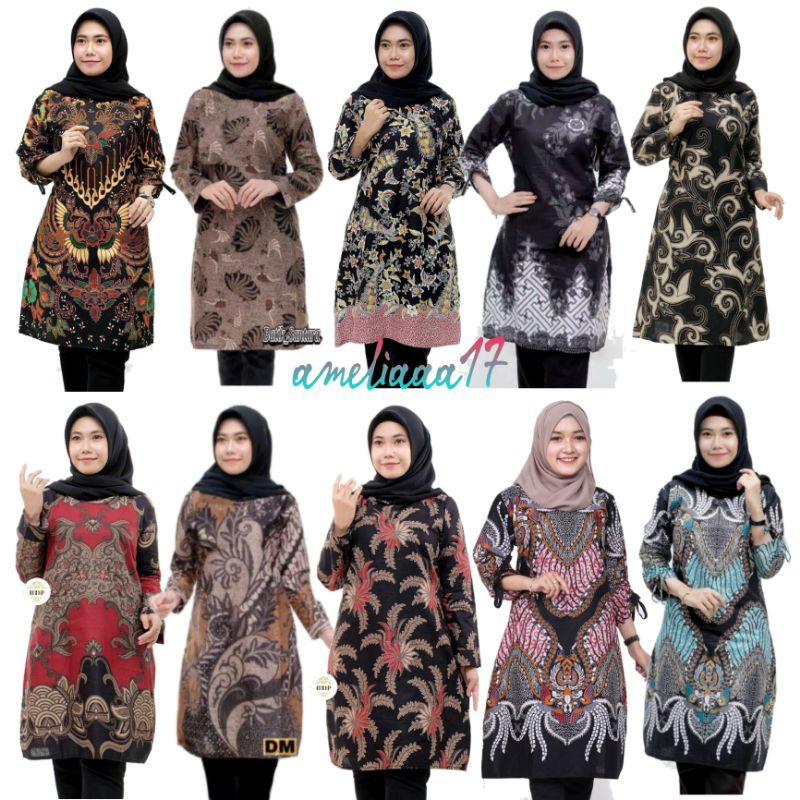 tunik batik wanita - atasan batik tunik wanita - baju batik tunik wanita terbaru - atasan tunik bati