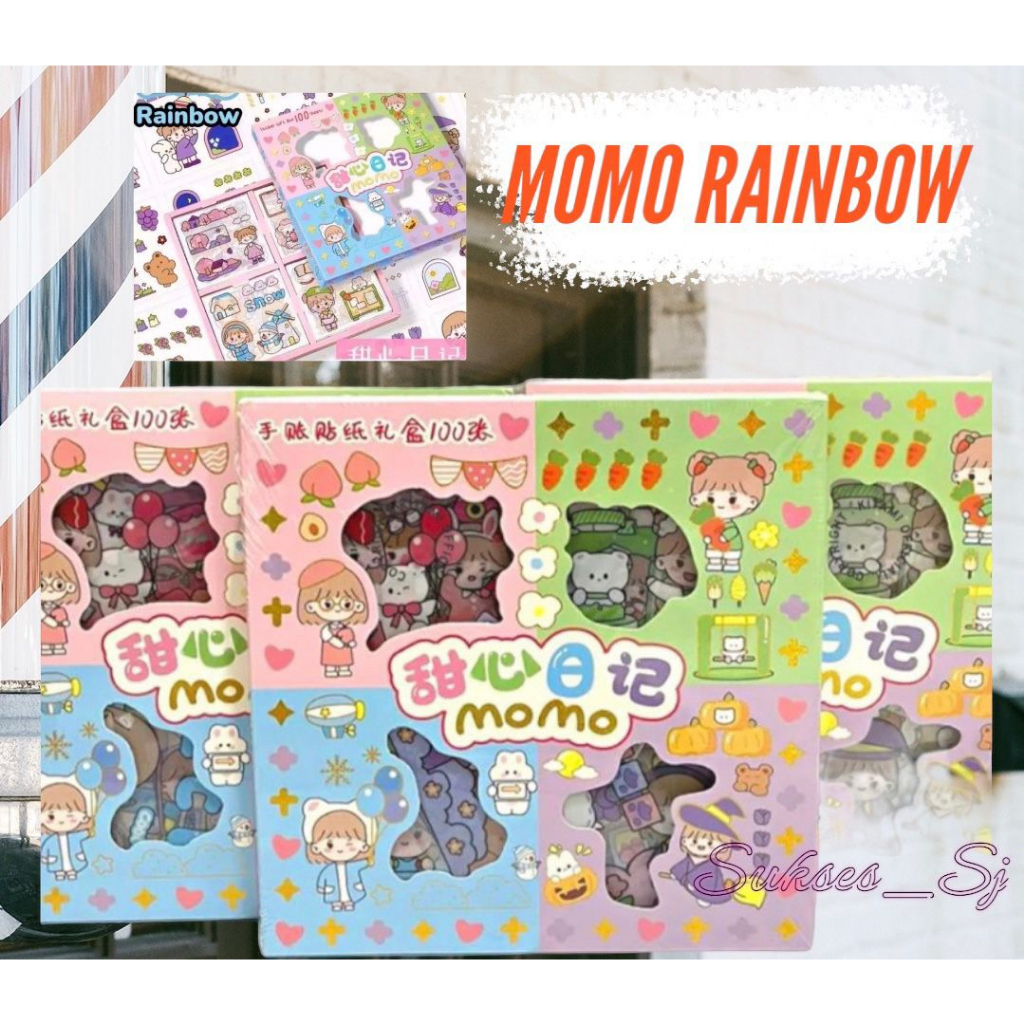

ORIGINAL STIKER MOMO RAINBOW ( ISI 100pcs) 4 WARNA / STIKER MOMO MIX WARNA WATERPROOF