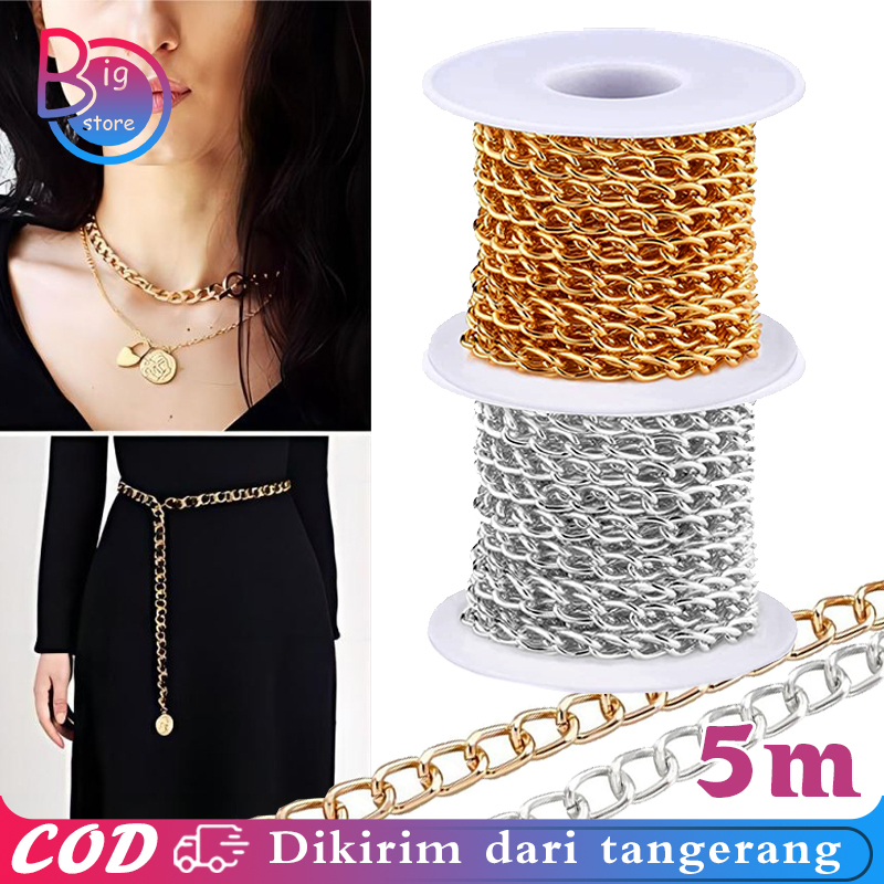 1roll/5m Rantai Kalung Gelang Rantai Alumunium Rantai Aksesoris Kalung Gelang Untuk Membuat Perhiasa