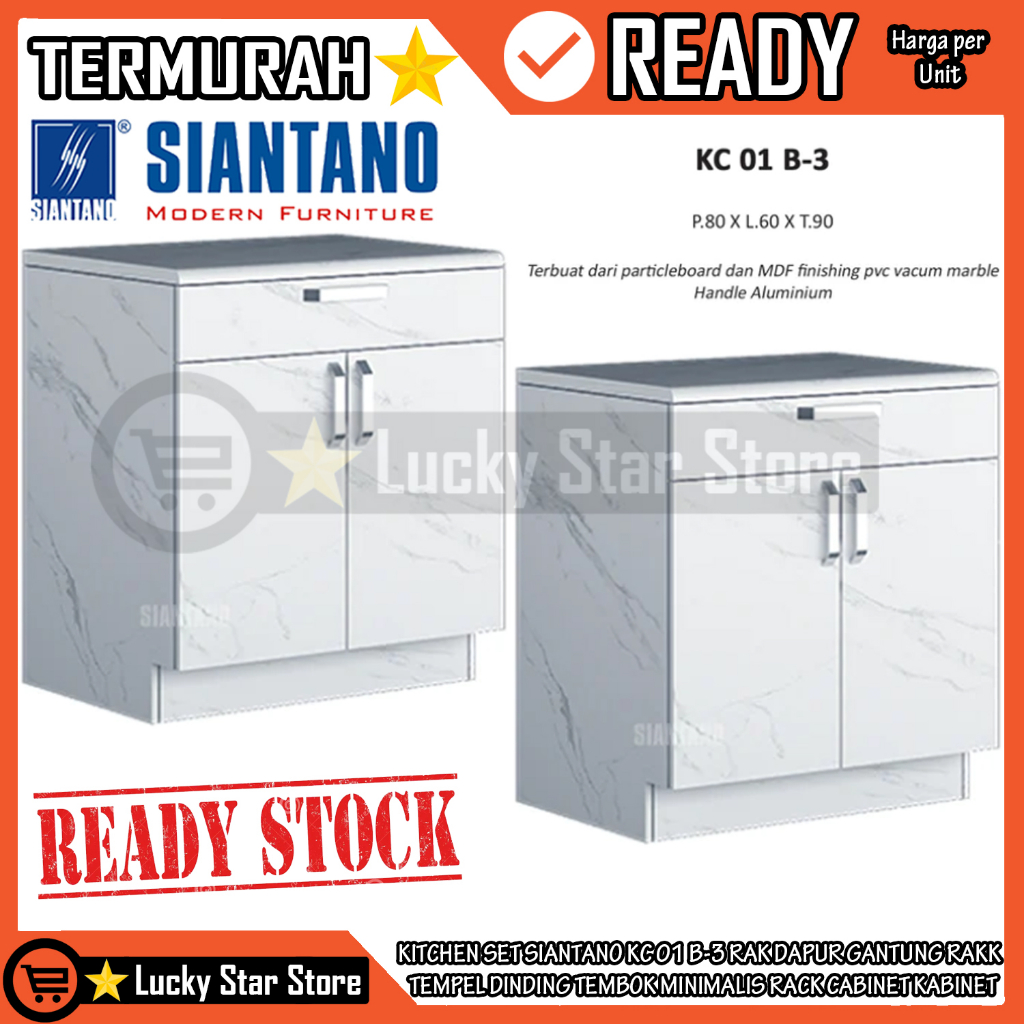[Instan] KITCHEN SET SIANTANO KC 01 B-3 RAK DAPUR PANEL BAWAH MARBLE MARMER MINIMALIS RACK CABINET R