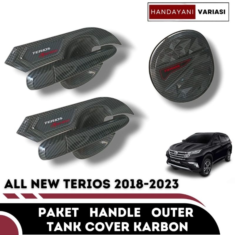 Paket Outer Door Handle Pintu Plus Tank Cover Karbon TERIOS 2018-2023 Karbon