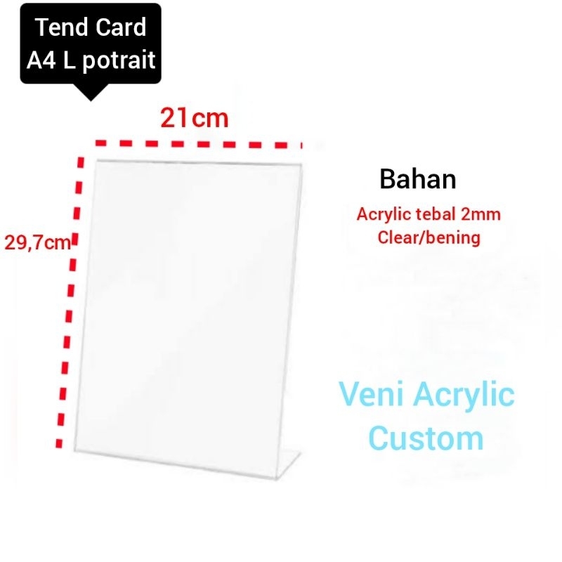 

Tend Card Acrylic A4 tipe L potrait/tend card/ stand brosur / Tempat brosur A4 tipe L potrait
