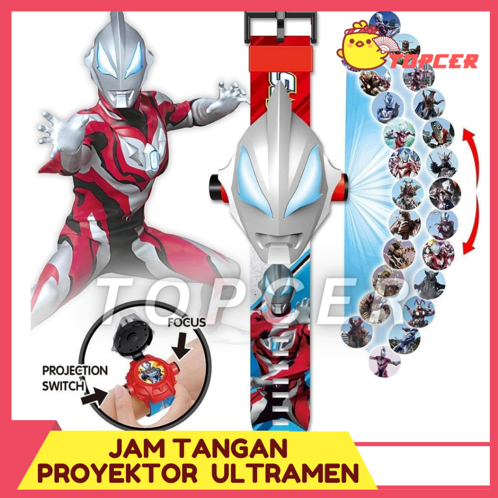 JAM TANGAN ULTRAMEN LED PROYEKTOR 24 GAMBAR KARAKTER FASHION ANAK LAKI LAKI JUAL MURAH