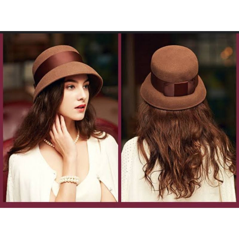 PRELOVED TOPI FEDORA RED