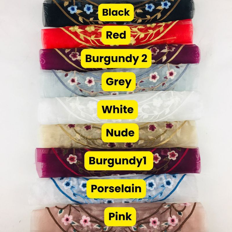 1Set Jahit Bordir kain Organza kerah Leher (Gem Neck Set)