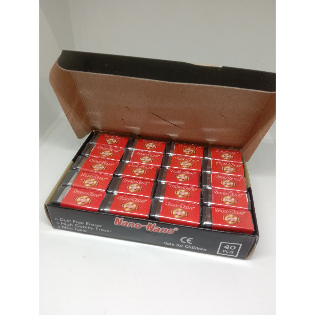

1 KOTAK ISI 40 PCS PENGHAPUS KARET NANO NANO HITAM