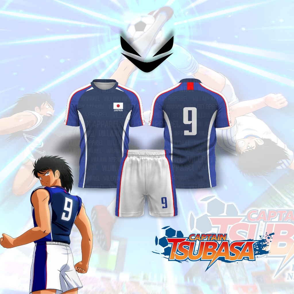 Jersey Futsal & Football Motif VL Replika Anime Timnas Japan Captain Tsubasa Full Print Jersey Cospl