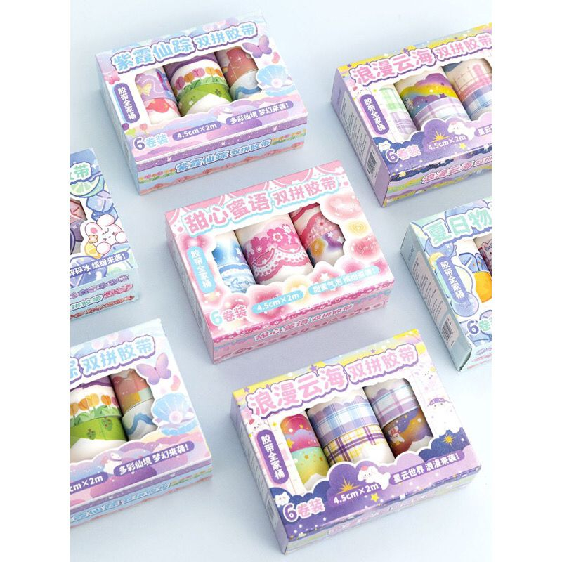 

ghg [1Box 12pcs] Washi Tape Stiker Pinggiran Buku Hiasan Jurnal Sticker Aesthetic