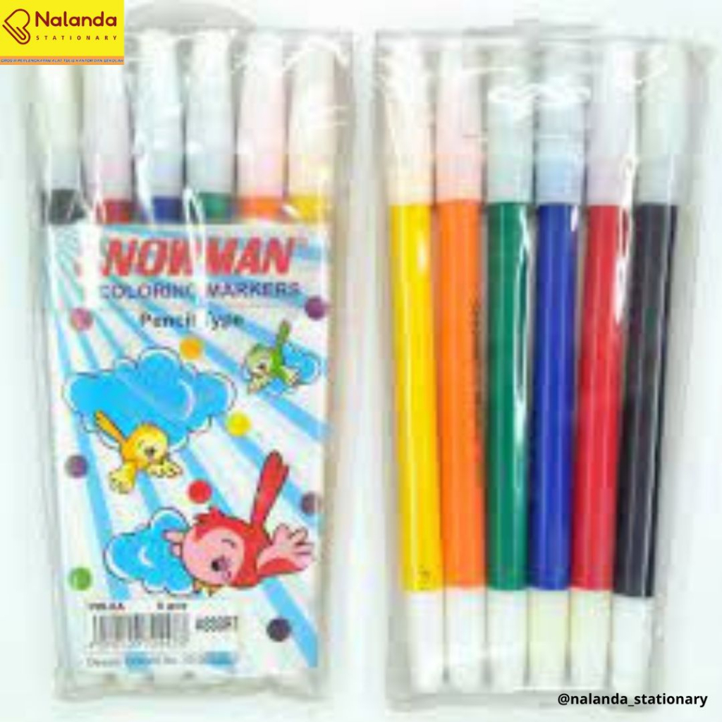 

SNOWMAN- Spidol Kecil Marker 6 Warna PW- 6 A ( 1 Pack) - Spidol Snowman Kecil 6 set Murah - Spidol Warna Murah