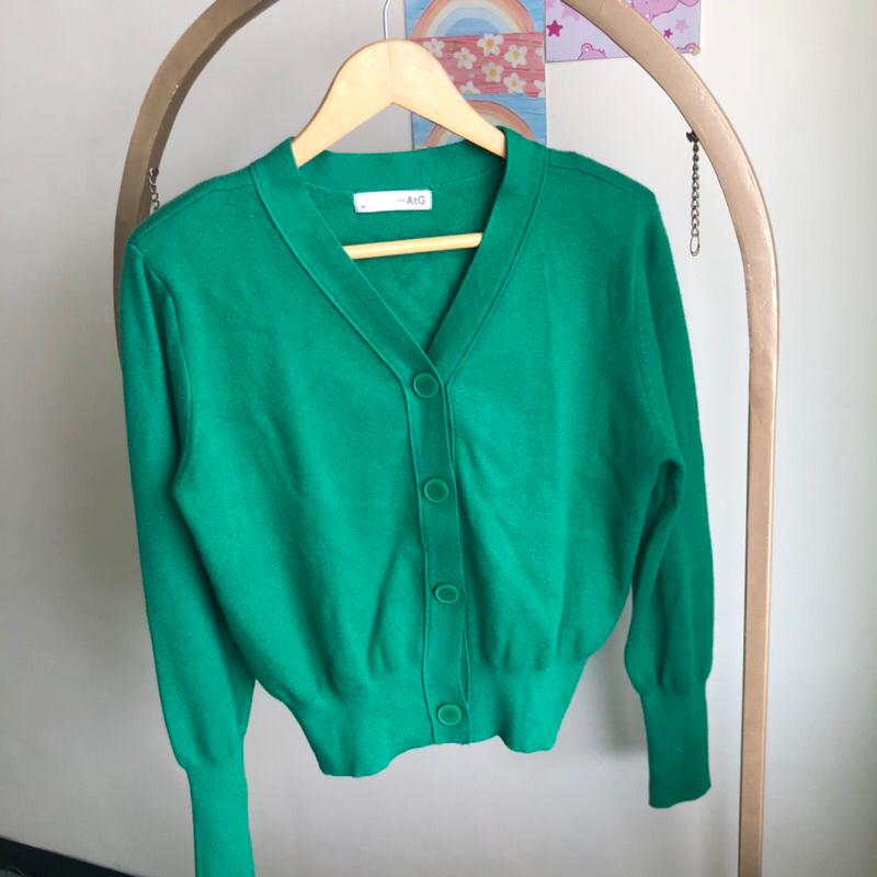 cardigan hijau knit tebal