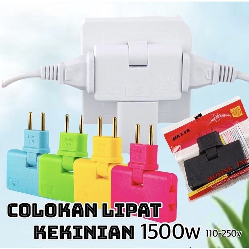 Steker Listrik Power Socket Stop Kontak Colokan Lipat 3in1