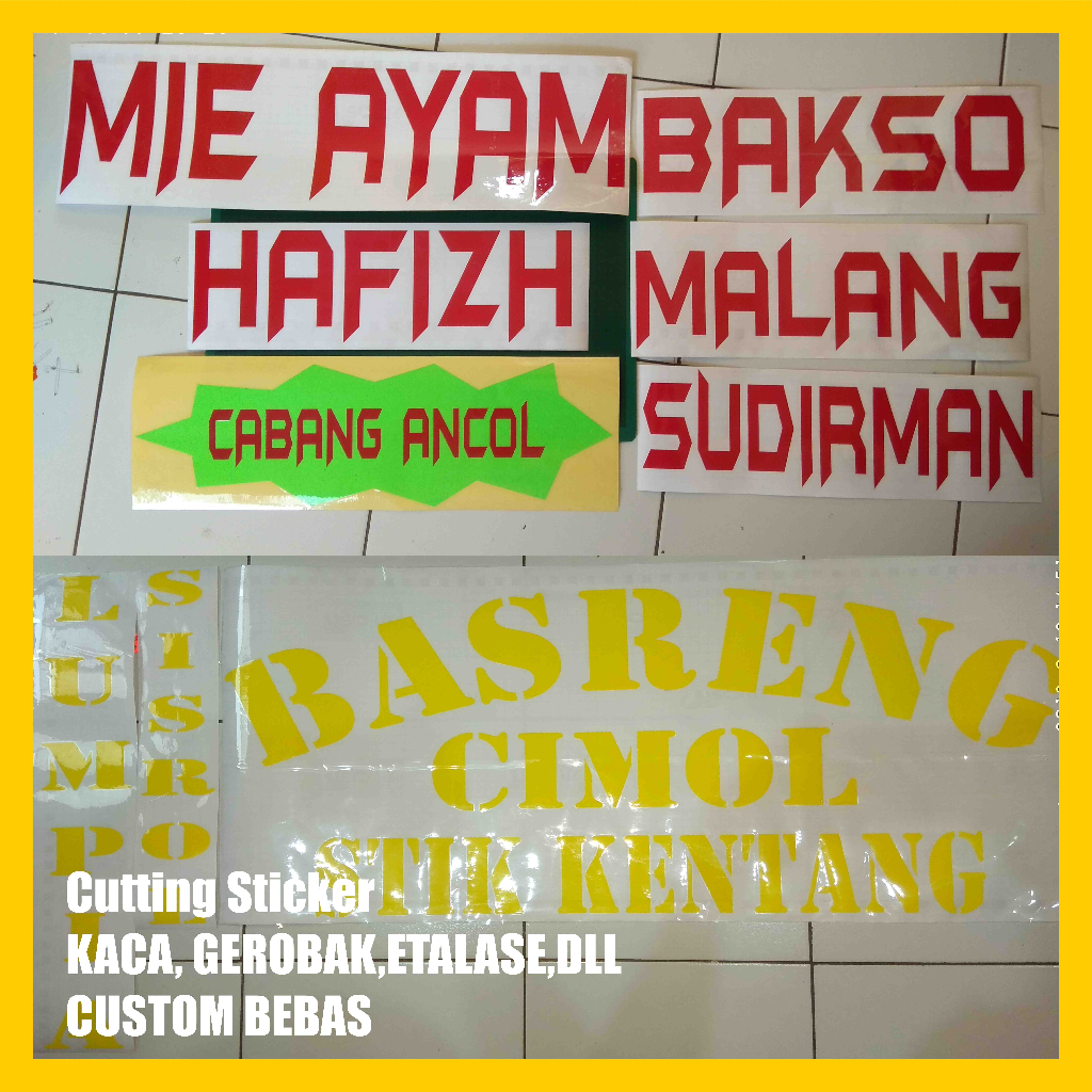 

Sticker Cutting Kaca, Etalase, Gerobak jualan