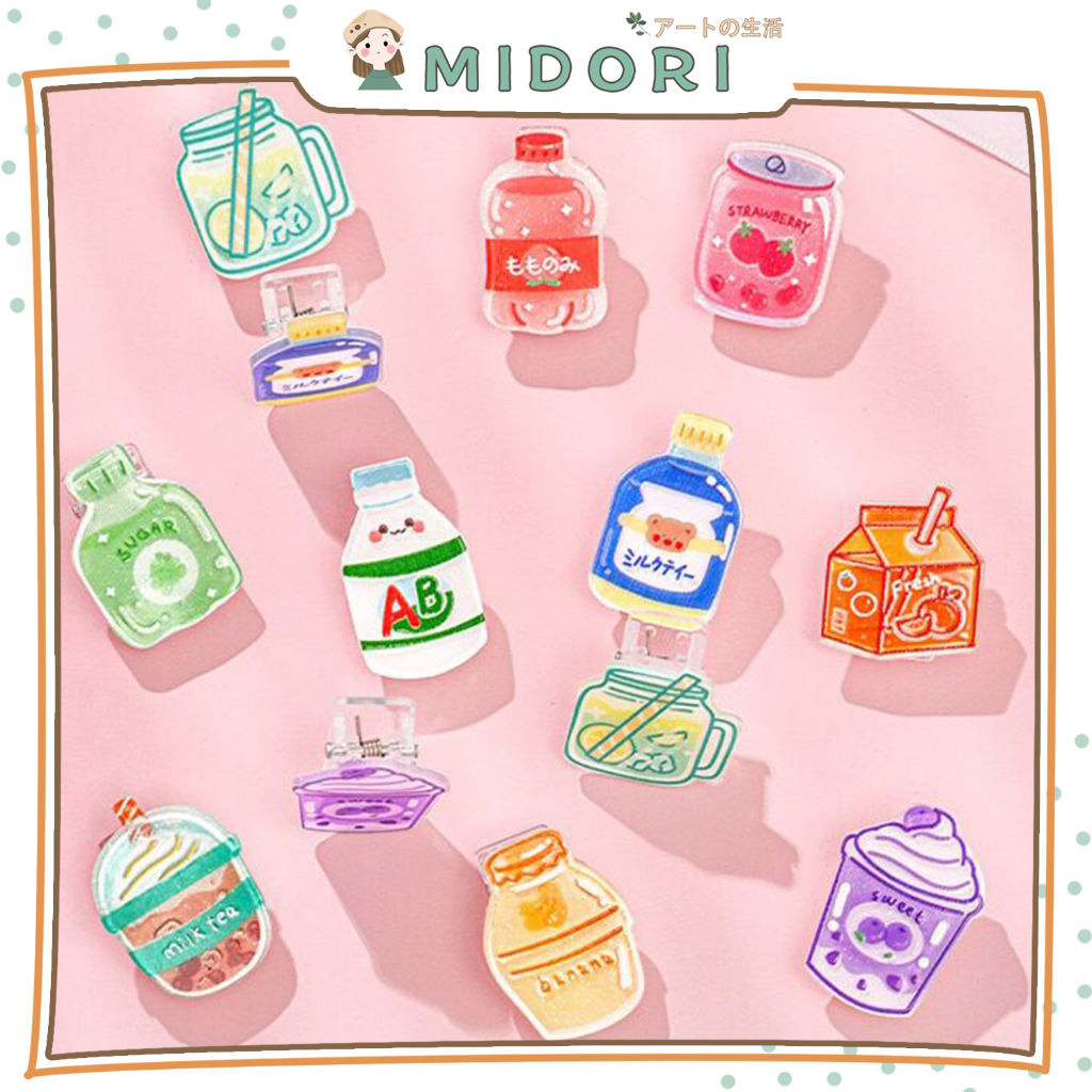 

[MIDORI] 1Pcs CLIP DRINK BOTTLE Pvc Kartun Lucu Paper Clip Mini Multifungsi - F0211