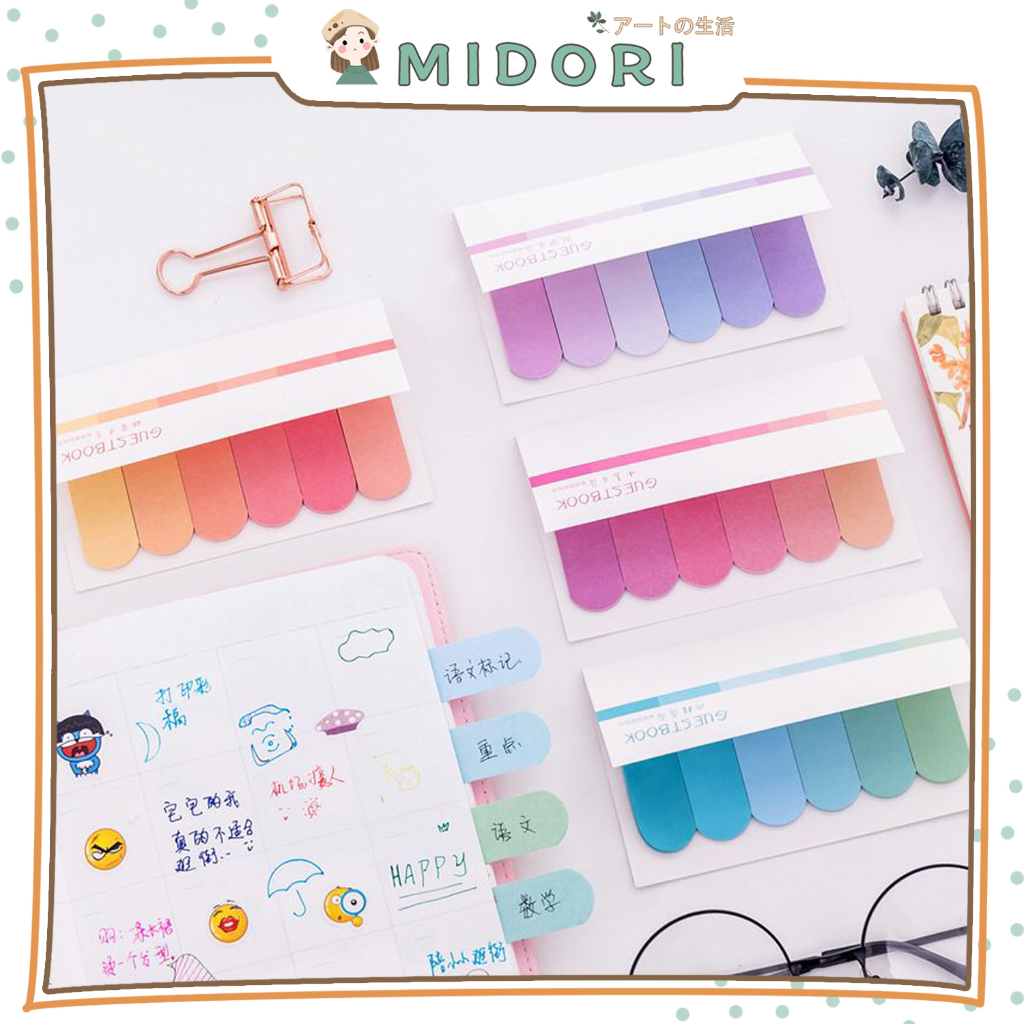 

[MIDORI] 6Pad STICKY GUEST BOOK RAINBOW Memo Mini Sticky Pad - C0042