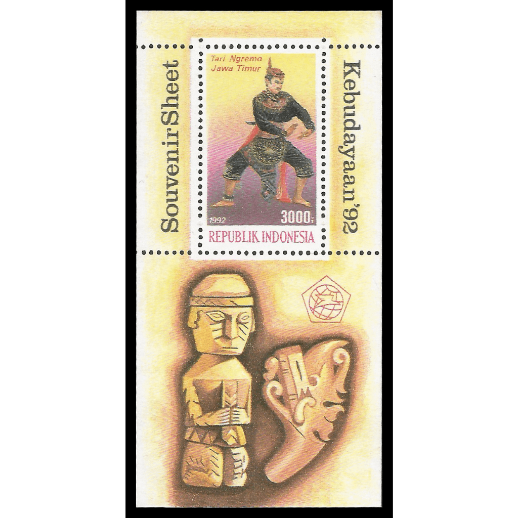 

Souvenir Sheet Prangko Perangko Indonesia Seri Tarian Daerah 1992 SS-101 Kondisi Mint