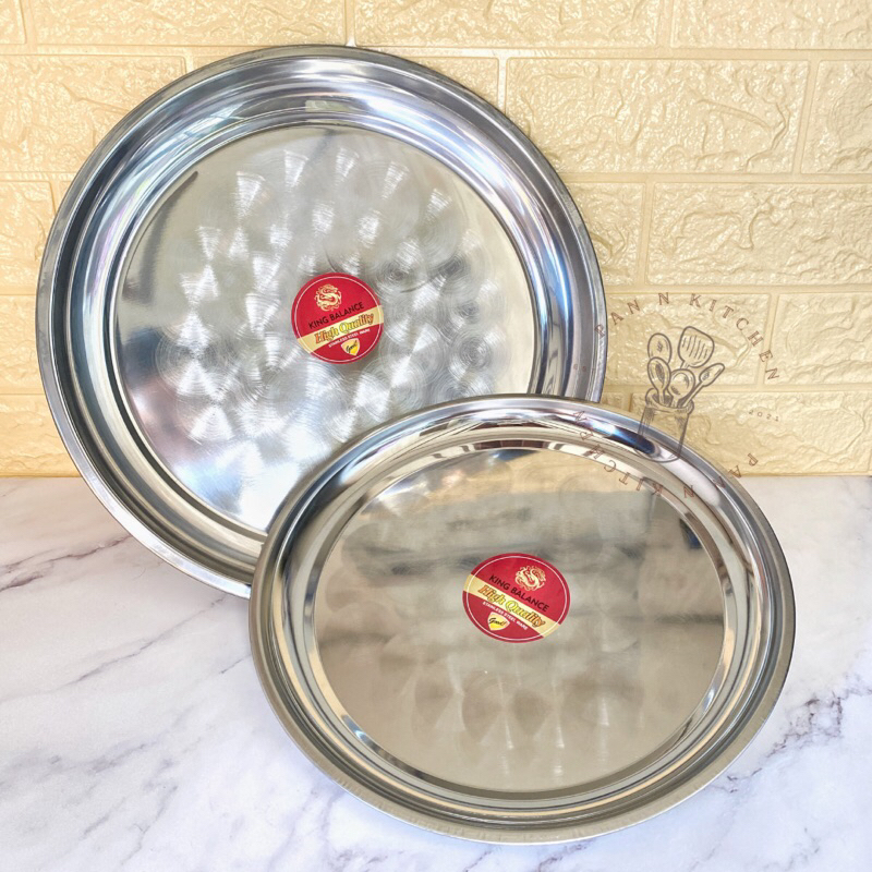 Baki Saji Bulat 30, 32, 34, 36 cm / Nampan Bulat / Nampan Penyaji Bundar / Loyang Bulat/ Nampan Nasi